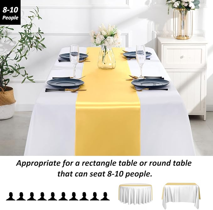 SiinvdaBZX 24 Pcs Gold Satin Table Runner 12 x 108 inches Long | Bright Smooth - Image 3