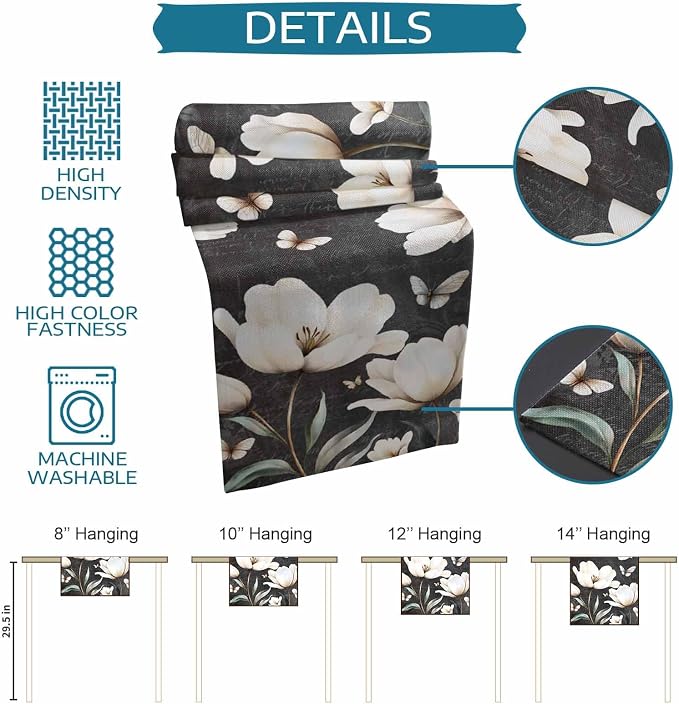 Farmhouse Floral Table Runners 120 Inches Long, Cotton Linen Fabric Table - Image 7