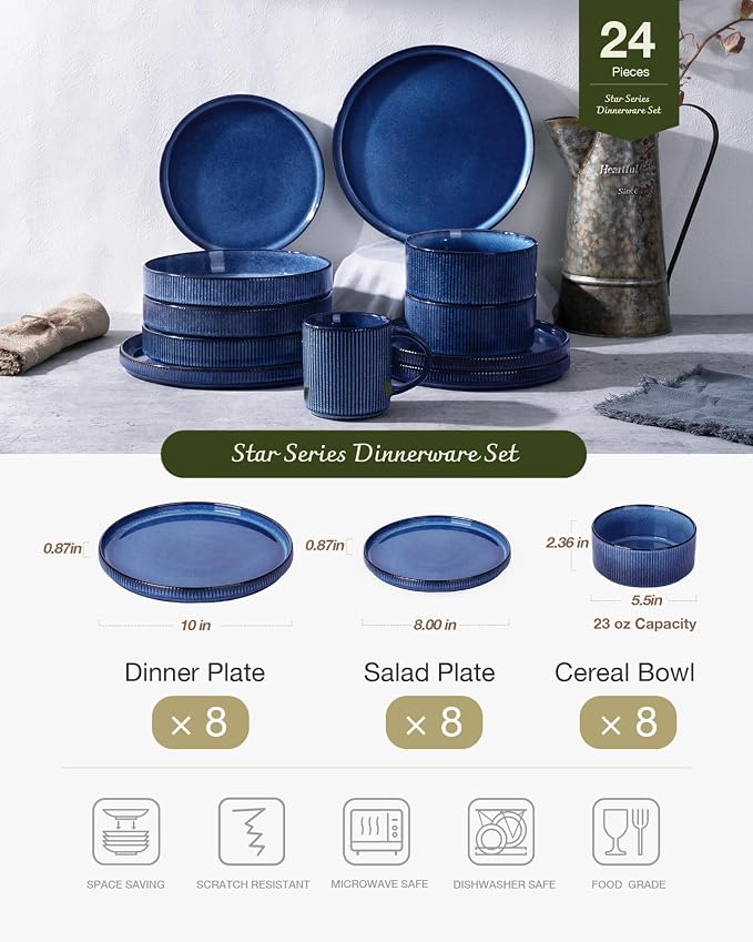 Famiware Star Ceramic Plates and Bowls Sets, Reactive Glaze Dishes - Image 7