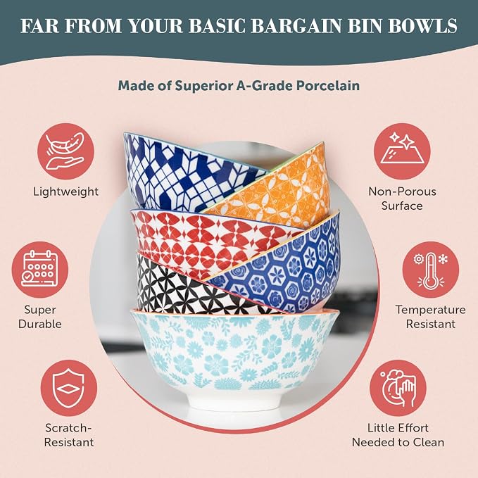 Cereal Bowl - Dishes for Serving Soup, Breakfast - Decorative Colorful - Image 5