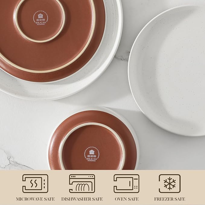 MALACASA Plates and Bowls Sets, 18 Pieces Modern Ceramic Dinnerware Set - Image 4