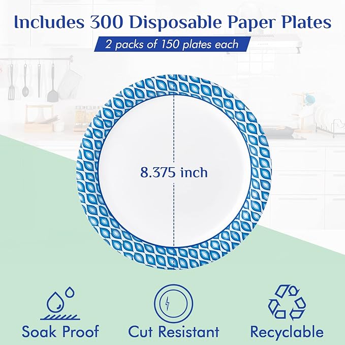MUCHII 8.375 Inch Disposable Paper Plates, Holiday - Image 3
