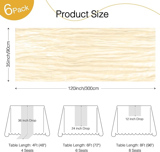 Beige Cheesecloth Table Runner 120 Inch Boho Gauze Home Decor | 10 FT Sheer - Image 5