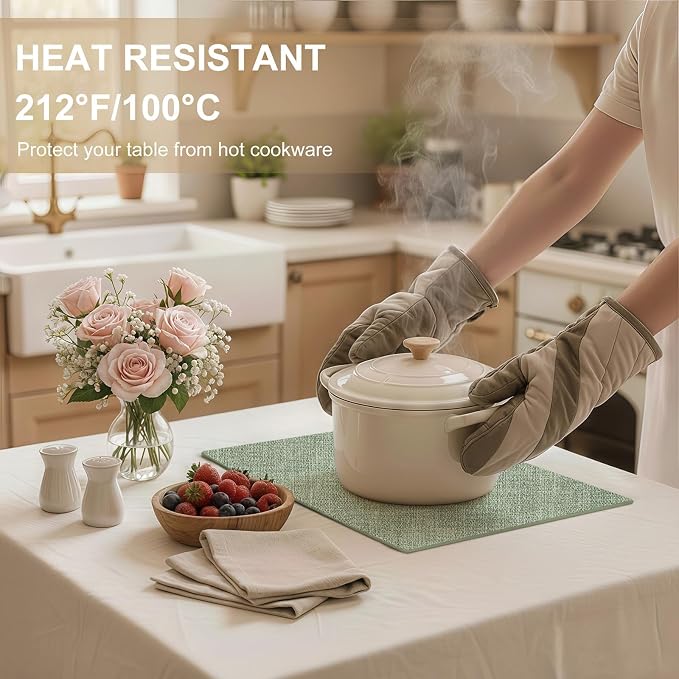 Faux Leather Heat Resistant Placemats 8 Packs, Waterproof Wipeable Dining PU - Image 3