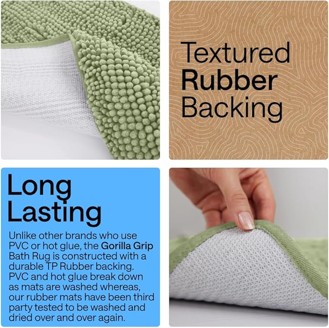 GORILLA GRIP Bath Rug Mat 44x26, Soft Absorbent Chenille, Quick Dry Microfiber - Image 3