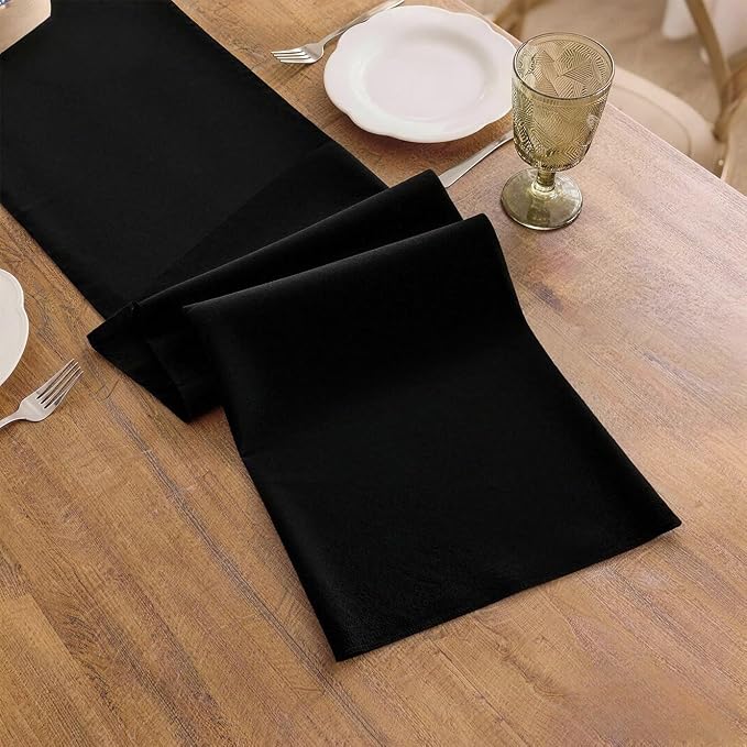 Black Table Runner, Waterproof Washable Runners 90 Inches Long | Reusable 12x90 - Image 3