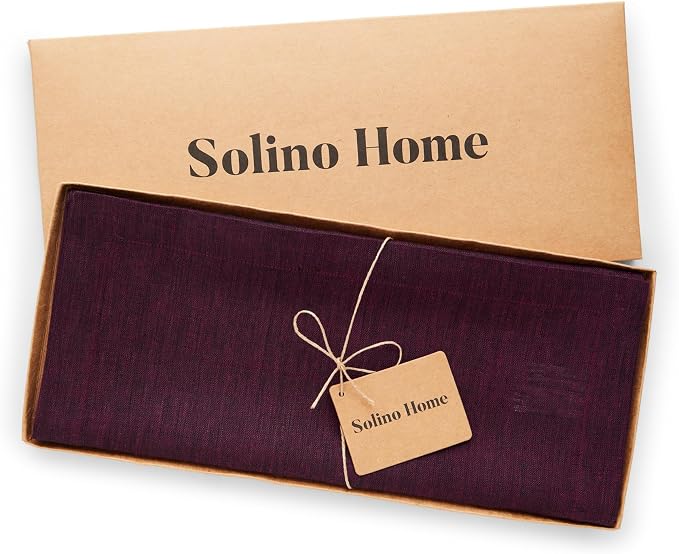 Solino Home 100% Pure Linen Table Runner Burgundy Long, Athena 14 x 90 in | - Image 5