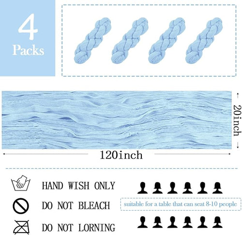 4 Pack Baby Blue Cheesecloth Table Runner 20 x 120 inch Gauze Table Runners 10 - Image 2