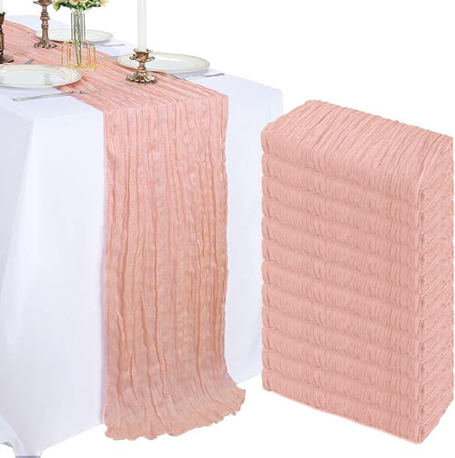 12 Pack 10Ft Blush Pink Cheesecloth Table Runner 23 x 120 Inch | Gauze Rustic by CKIKU