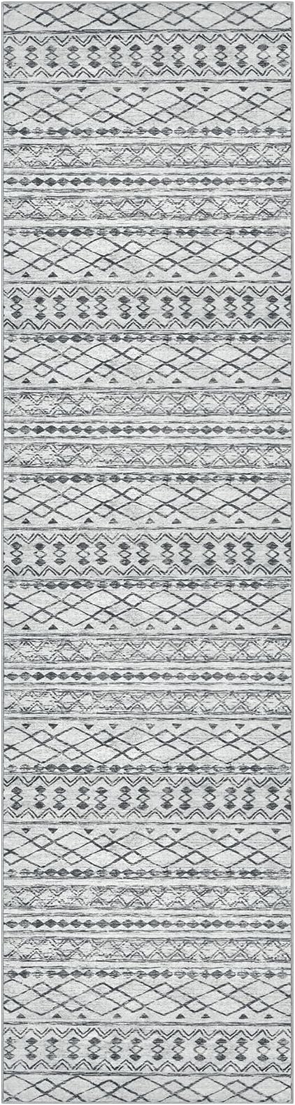 KUTA Hallway Runner Rug 2.6x12 Non-Slip Washable, Moroccan Vintage Beige Boho - Image 9