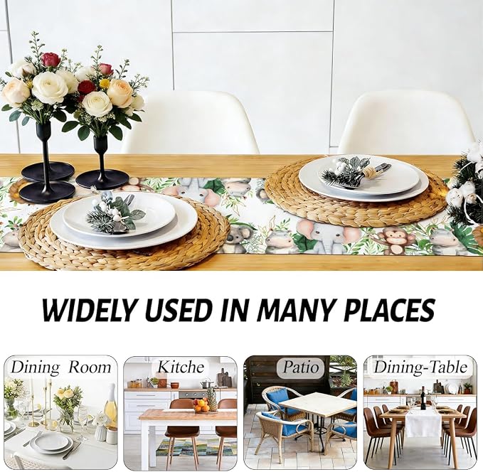 Elephant Giraffe Baby Shower Table Runner, Seasonal Spring Decoration | Tables - Image 5