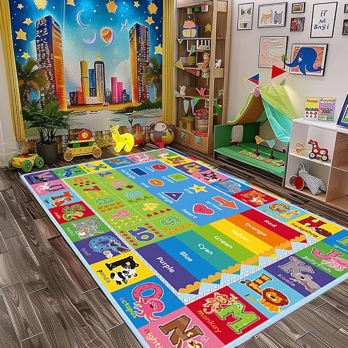 ABC Kids Play Rug, Non-Slip Classroom Carpet, 78.7" x 59" | Colorful ABC Pattern by Yongjoyalwaysstandsbyyou