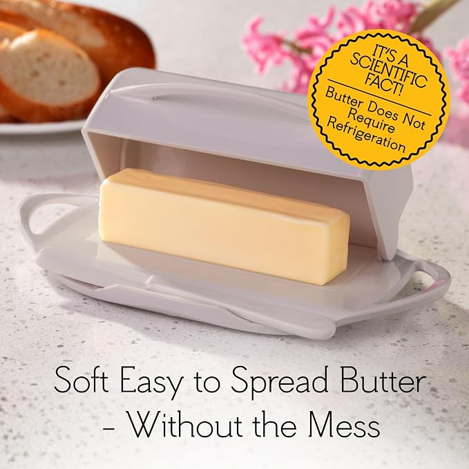 Flip Top Butter Dish with Attached Lid & Matching Knife, 2 Pack - Image 5