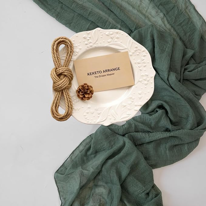 Forest Green Cheesecloth Table Runner 120 Inches - Image 5