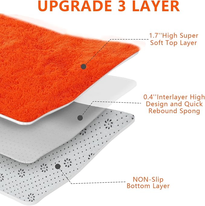 Orange Shag Area Rugs for Bedroom Living Room, 5X8 Ultra Soft Fluffy Area Rugs - Image 5