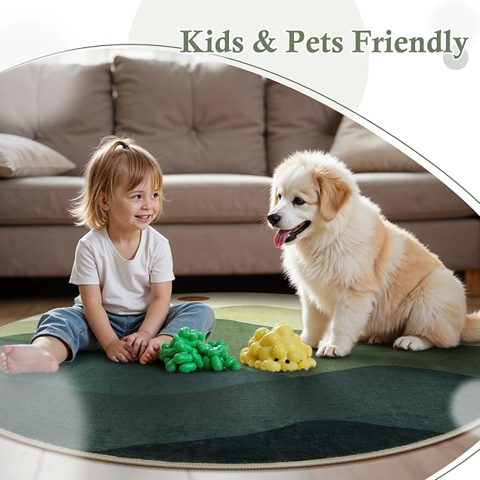 6ft Round Rugs for Living Room, Soft Washable Non-Slip Large Circle Rug - Image 5