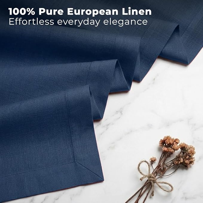Classic Linen™ by D'Moksha Navy Blue Table Runner 90 Inches Long, 100% Pure - Image 2