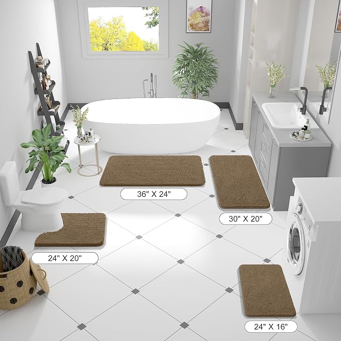 OLANLY Bathroom Runner Rugs 59x20, Extra Soft Absorbent Chenille Bath Rugs - Image 2