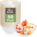 Rubtlamp 50 Pack Clear Disposable Bowls, 12-16oz Premium Heavy Duty Plastic by Rubtlamp