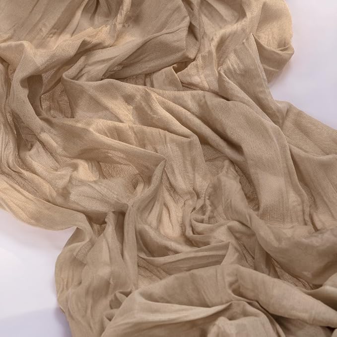 8 Pack Nude Cheesecloth Table Runner 10ft Boho Gauze Taupe Home Decor | - Image 4