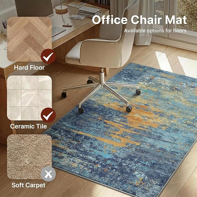 48"x60" Office Chair Mat for Hardwood Tile Floor, Under Desk Carpet Protector - Image 3