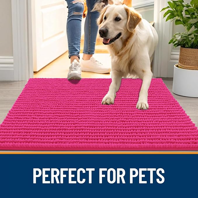 OLANLY Dog Door Mat for Muddy Paws 24x16, Ultra Absorbent Chenille Mud Doormat - Image 6