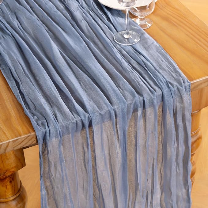 DeZerlor Dusty Blue Cheesecloth Table Runners 10 Pack Summer Boho Runners | - Image 2