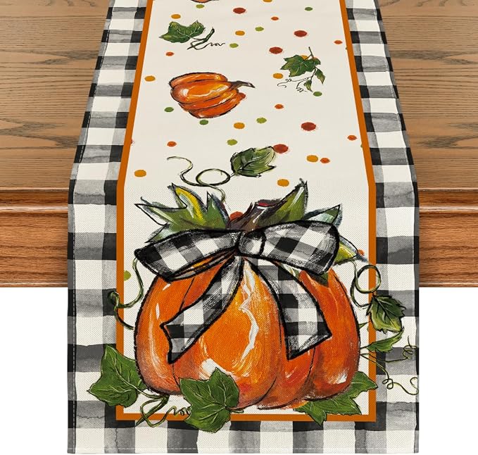 Artoid Mode 210 GSM Fall Table Runner 13x108 Inch Home Party Decor | Pumpkin by ArtoidMode