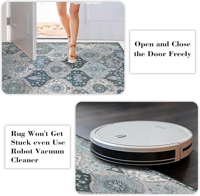 Lahome Moroccan Washable Round Rug, Soft Vintage Small Round Rug 3ft Non-Slip - Image 5