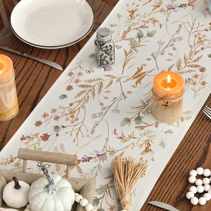 Artoid Mode 210 GSM Fall Table Runner 13x48 Inch Home Party Decor | Floral - Image 4