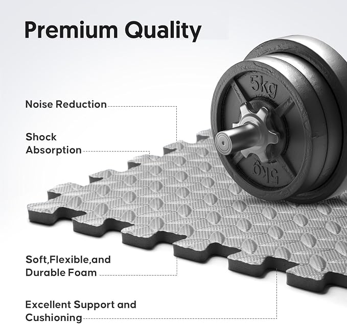 Home Gym Mat, Puzzle Exercise Mat, EVA Interlocking Foam Floor Tiles - Image 3