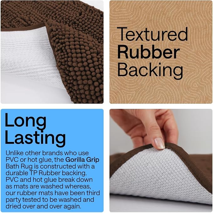GORILLA GRIP Bath Rug Mat 30x20, Thick Soft Absorbent Chenille, Quick Dry - Image 3