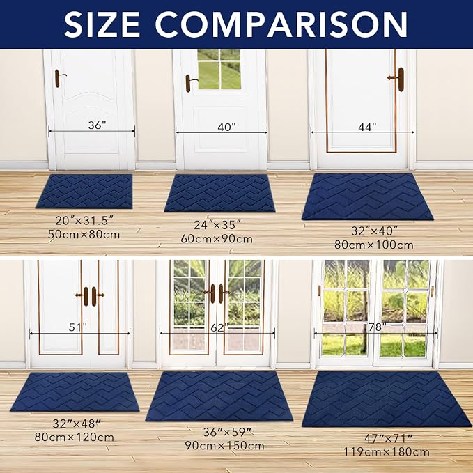 hicorfe Dirt Trapper Indoor Doormat, Non Slip Backing Washable Door Mats - Image 5