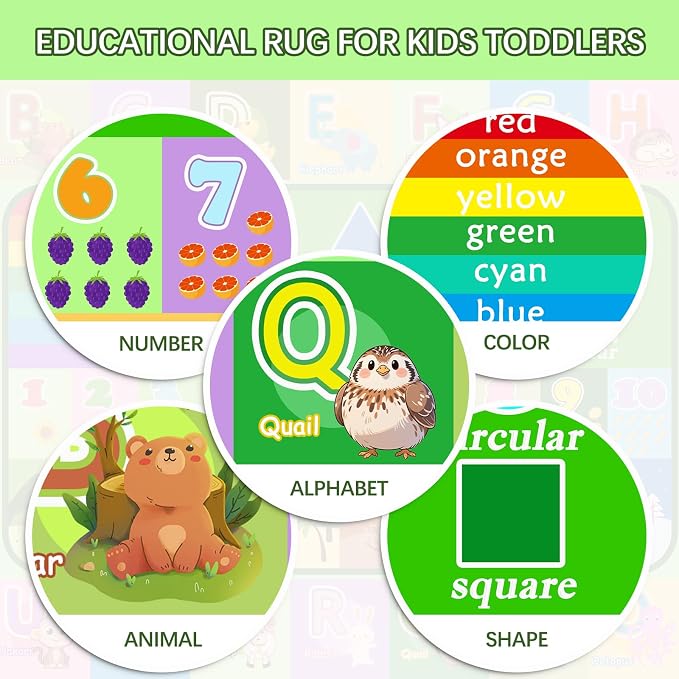 6x9 Kids Alphabet Rug, Large Non-Slip ABC Alphabet Carpet - Image 3
