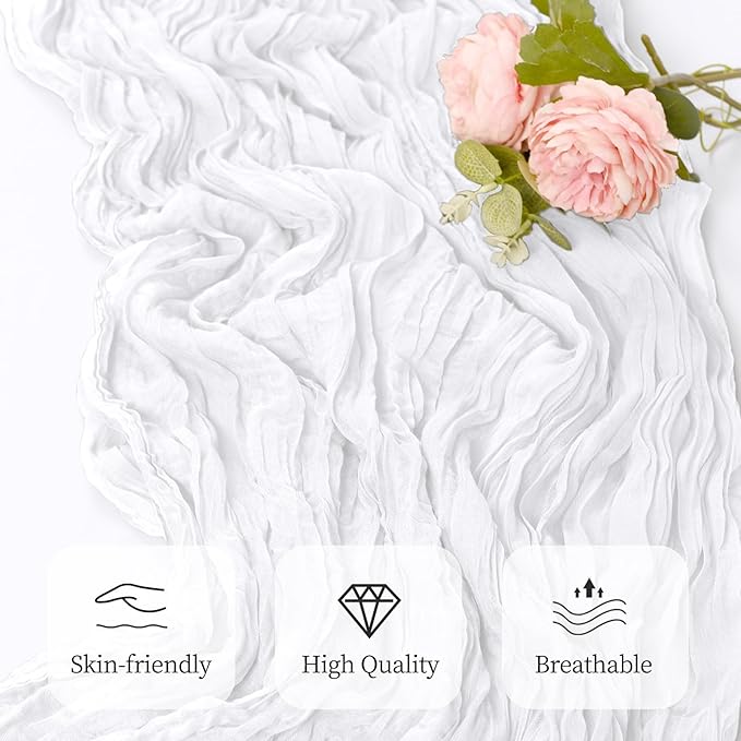 12 Pack White Cheesecloth Table Runner 17x108 Inch Semi Sheer Boho Gauze Cheese - Image 7