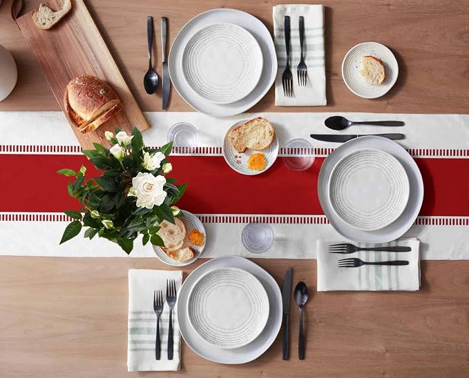 Red and White Table Runners 36 inches Long, Modern Stripes Table Runner Dresser - Image 3