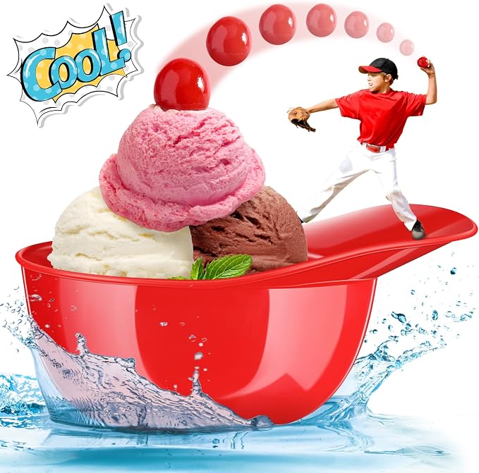 Ice Cream Dessert Baseball Cap Bowls Baseball Helmet Snack Bowl 8 oz Mini Party - Image 4