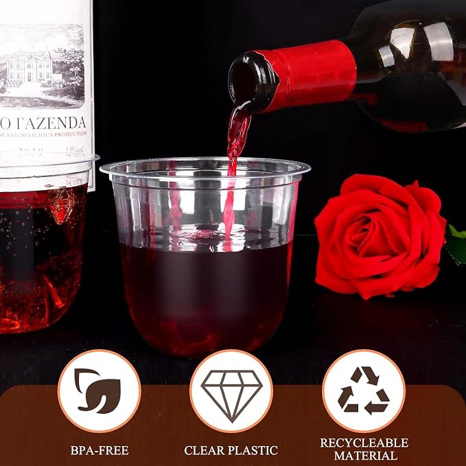 KesaPlan 100 Pcs 12oz Plastic Clear Cups, Disposable Wine Cocktail Glasses | - Image 5