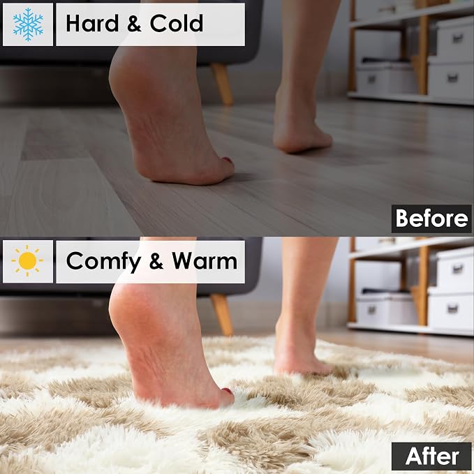 KICMOR Small Beige and Cream White Area Rugs - Image 5