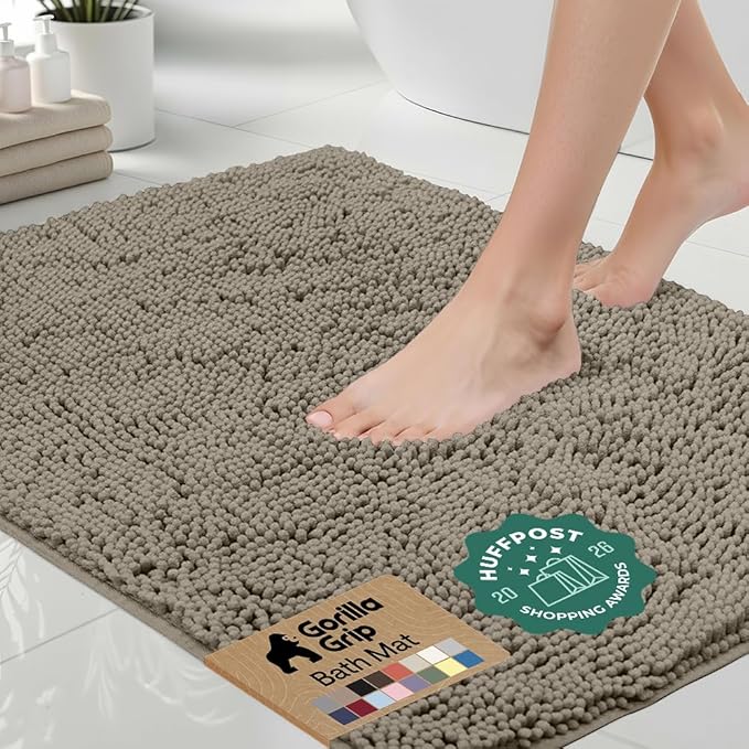 GORILLA GRIP Bath Rug Mat 30x20, Thick Soft Absorbent Chenille, Quick Dry by Unknown
