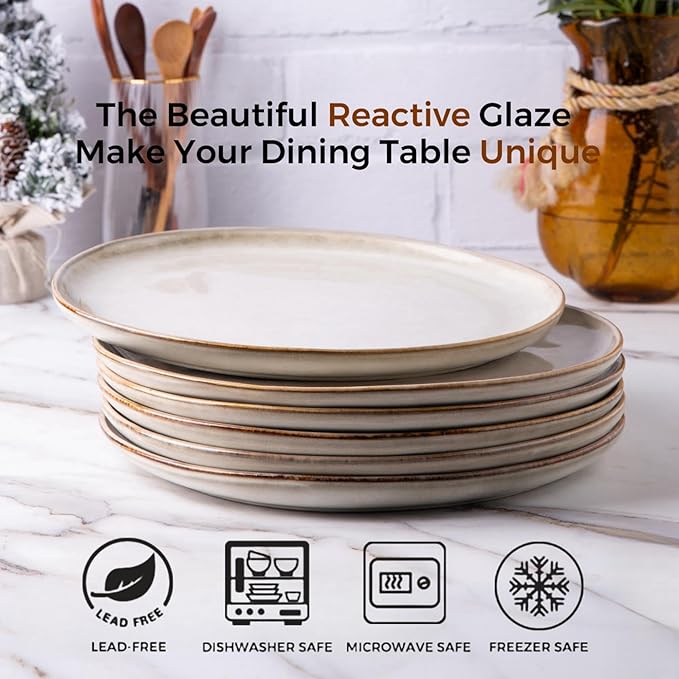 AmorArc Ceramic Dinner Plates Set of 6, 10.5 Inch Stoneware Plates Set | - Image 2