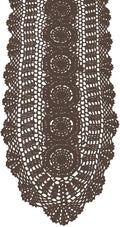 Cotton Handmade Crochet Lace Table Runner Dark Brown 12x60 Inch | Oval by KEPSWET