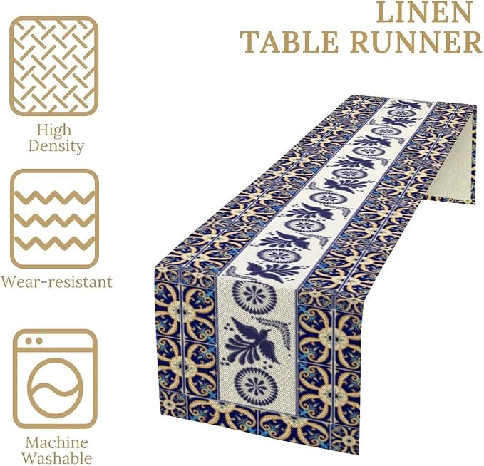 YCness Floral Bird Mexican Table Runner, 13x70 Inch - Image 6