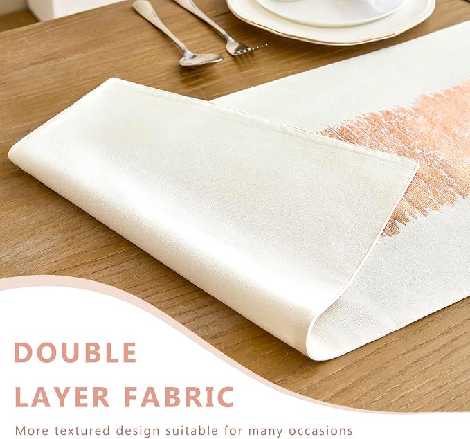 Metallic Style Rose Gold Table Runner, Table Runners 48 Inches Long | Cotton - Image 3