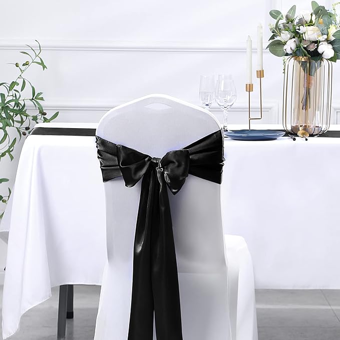 SiinvdaBZX 24 Pcs Black Satin Table Runner 12 x 108 inches Long | Bright Smooth - Image 6