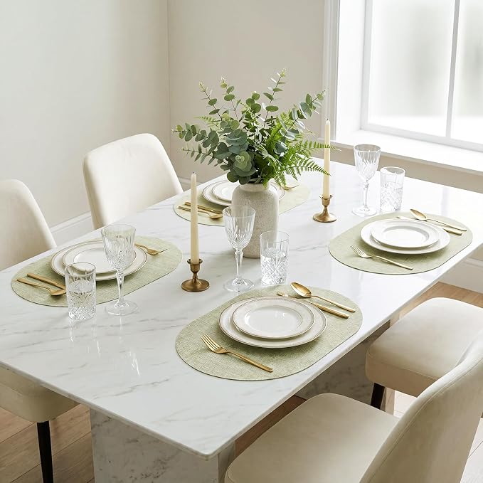 Placemats Set of 8-17" x 11.8" Waterproof & Heat Resistant Oval Place Mats - Image 2