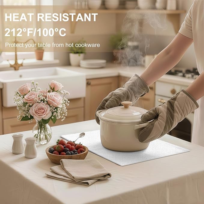 Faux Leather Heat Resistant Placemats 6 Packs, Waterproof Wipeable Dining PU - Image 3