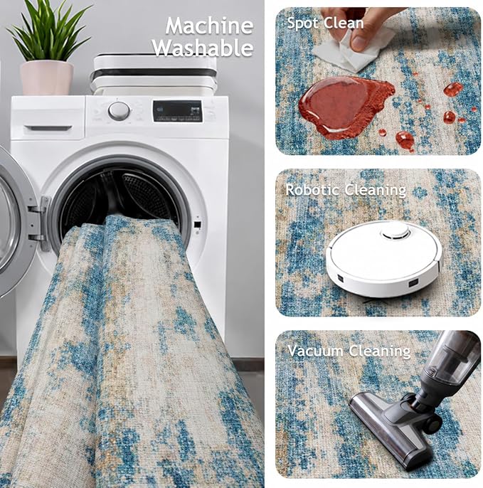 2x10 Runner Rug Non-Slip，Modern Abstract 10ft Washable Runner Rugs - Image 3