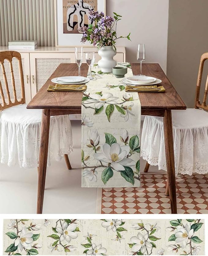 Vintage Floral Spring Table Runners 108 Inches Long, Rustic Botanical Table - Image 6
