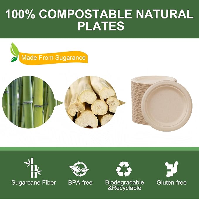 WELLIFE Paper Plates 9 Inch 125-Pack Heavy Duty Paper Plates Bulk | 100% - Image 4